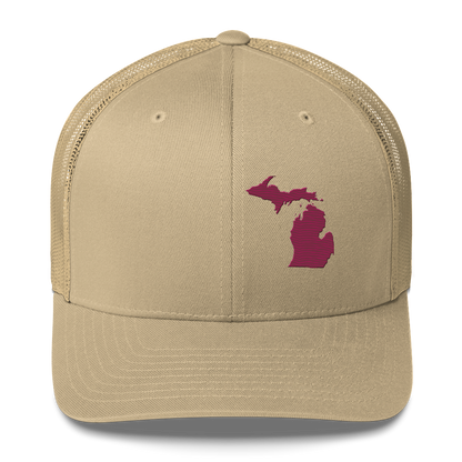 Michigan Trucker Hat | Ruby Red Outline