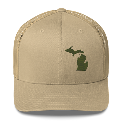 Michigan Trucker Hat | Army Green Outline