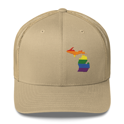 Michigan Trucker Hat | Rainbow Pride Outline