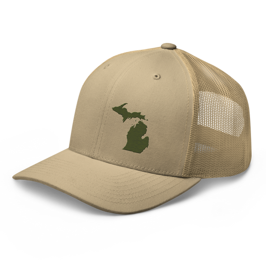Michigan Trucker Hat | Army Green Outline