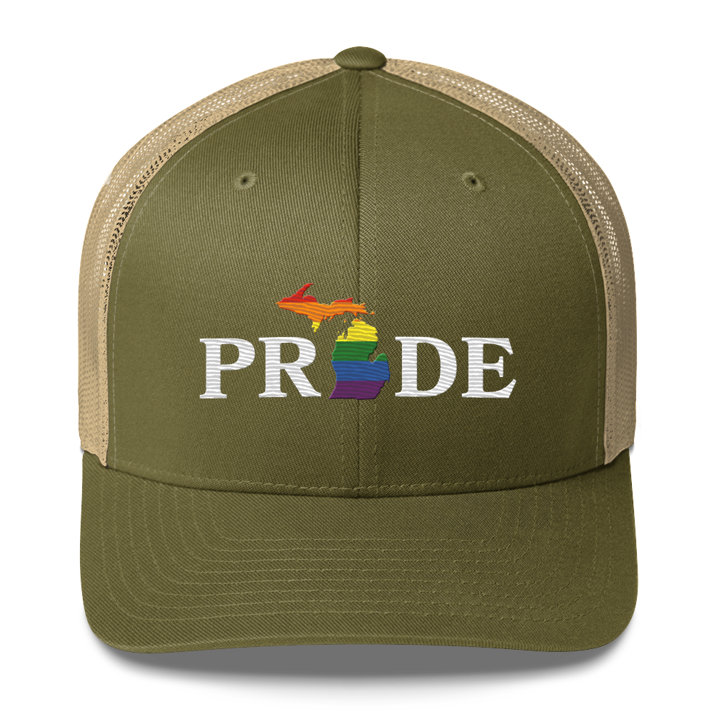 Michigan 'Pride' Trucker Hat (Rainbow Pride Outline)