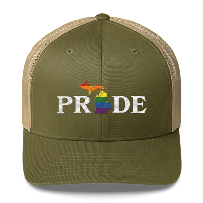 Michigan 'Pride' Trucker Hat (Rainbow Pride Outline)