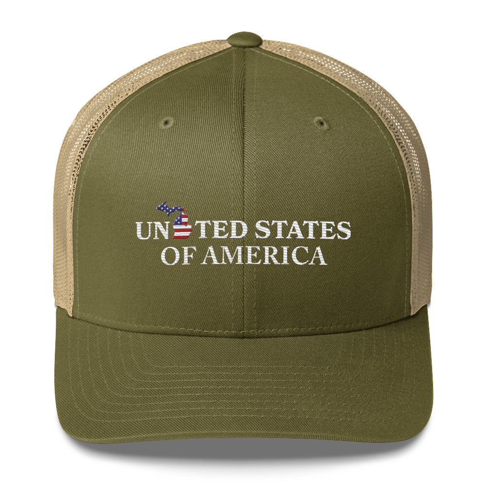 'United States of America' Trucker Hat (Michigan Patriot Edition)