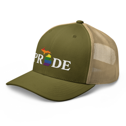 Michigan 'Pride' Trucker Hat (Rainbow Pride Outline)