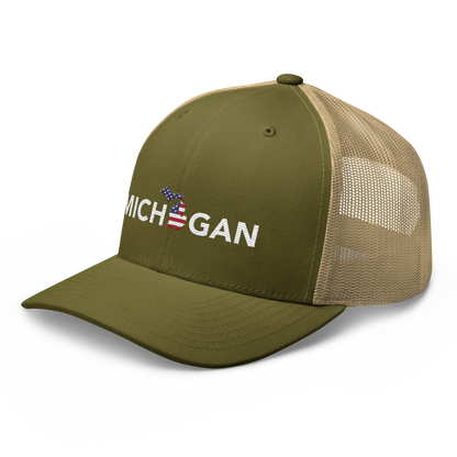 'Michigan' Trucker Hat (Sans Font Patriot Edition)