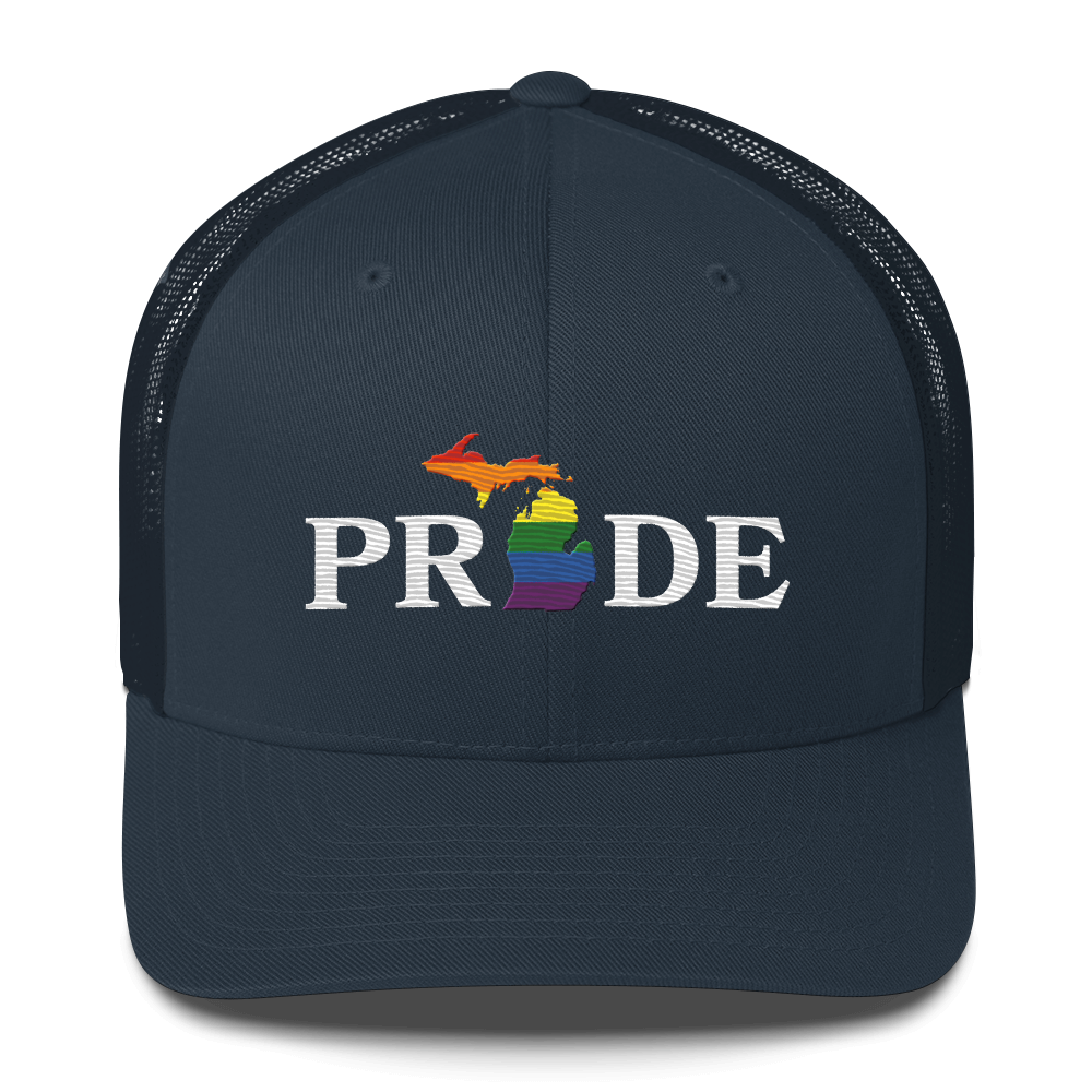 Michigan 'Pride' Trucker Hat (Rainbow Pride Outline)