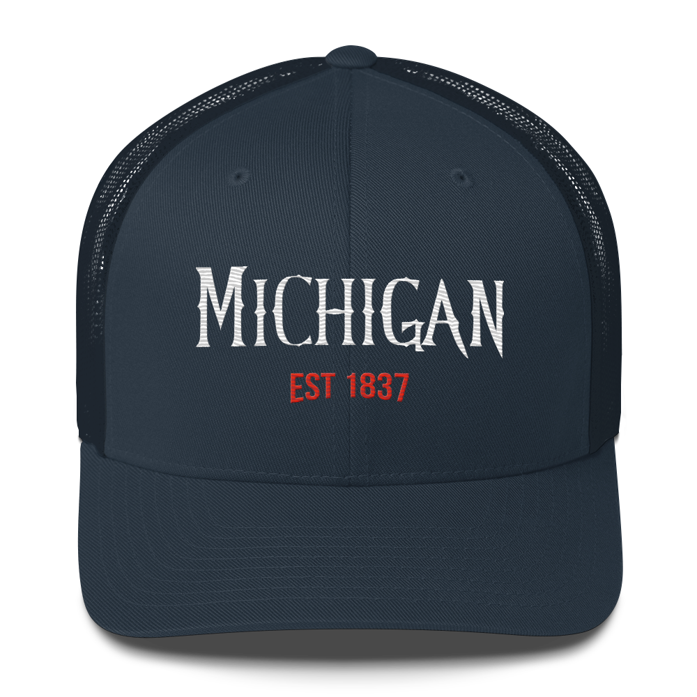 'Michigan EST 1837' Trucker Hat | Spooky Teen Drama Parody