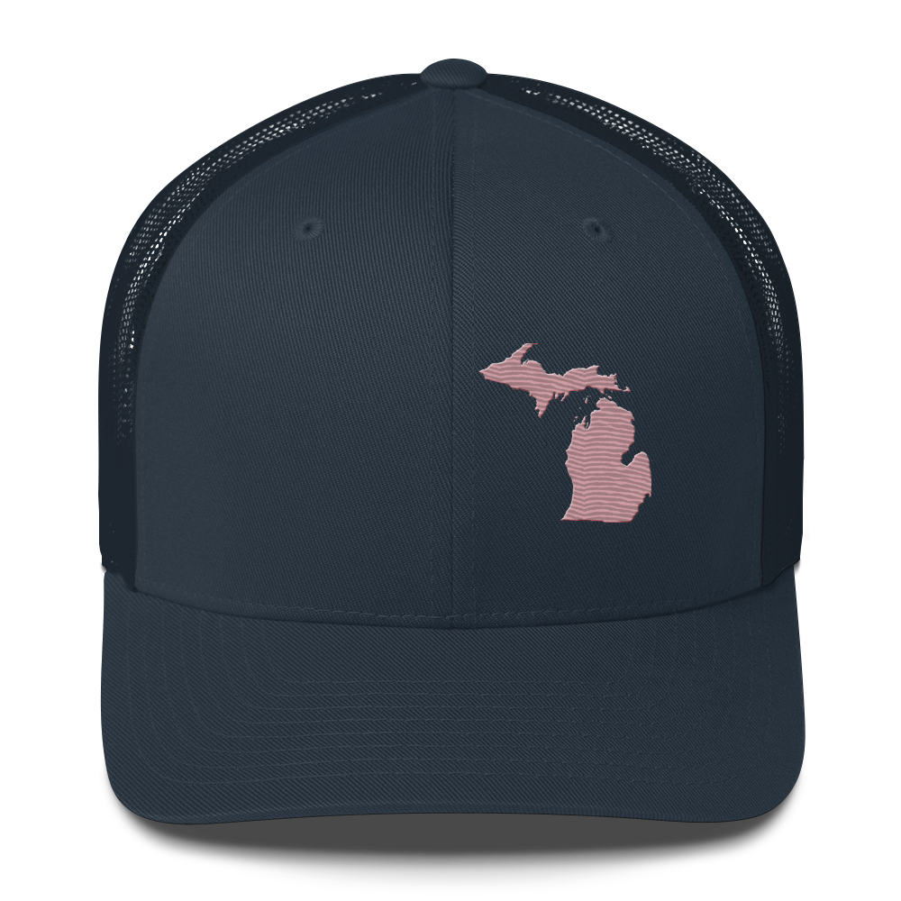 Michigan Trucker Hat | Cherry Blossom Pink Outline