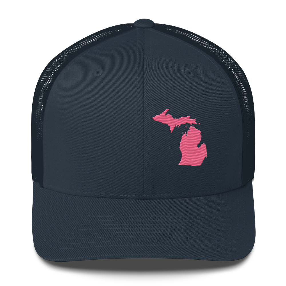 Michigan Trucker Hat | Rhodochrosite Pink Outline