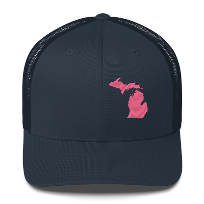 Michigan Trucker Hat | Rhodochrosite Pink Outline