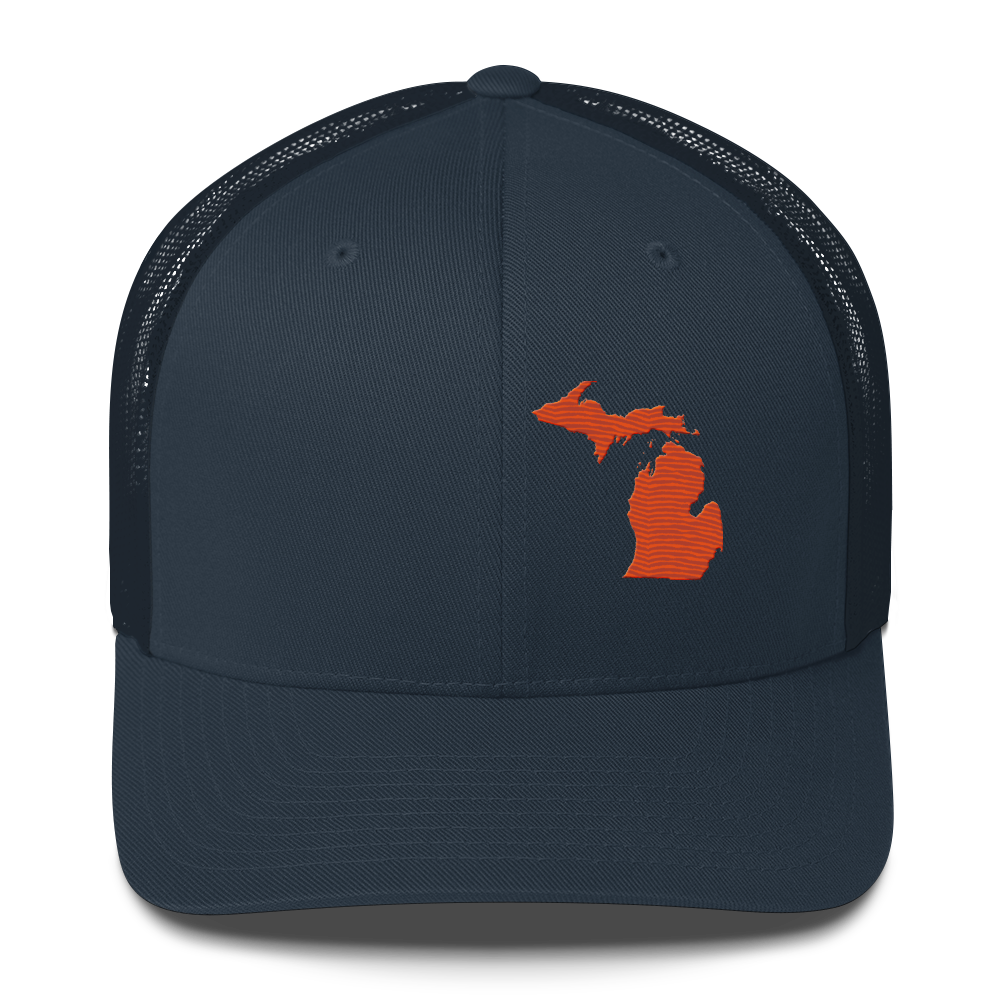 Michigan Trucker Hat | Maple Leaf Orange Outline