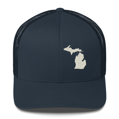 Michigan Trucker Hat | Ivory White Outline