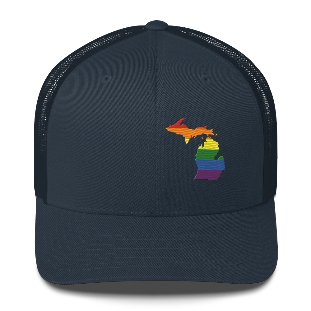 Michigan Trucker Hat | Rainbow Pride Outline