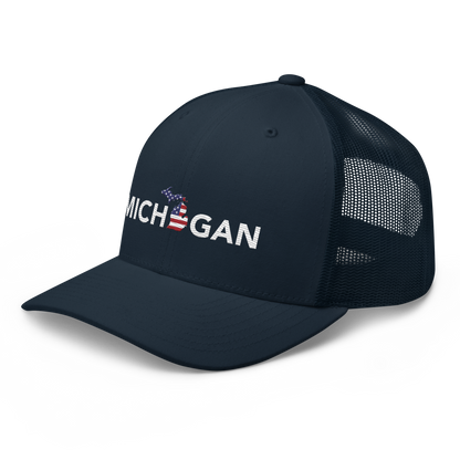 'Michigan' Trucker Hat (Sans Font Patriot Edition)