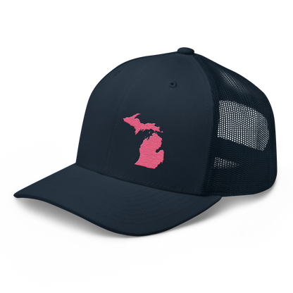 Michigan Trucker Hat | Rhodochrosite Pink Outline