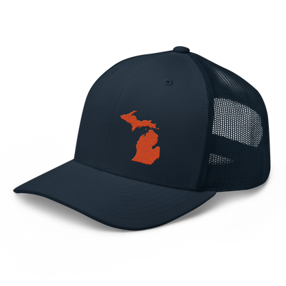 Michigan Trucker Hat | Maple Leaf Orange Outline