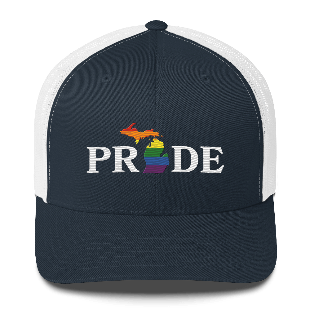 Michigan 'Pride' Trucker Hat (Rainbow Pride Outline)