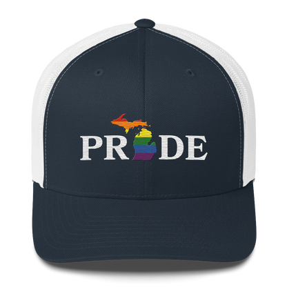 Michigan 'Pride' Trucker Hat (Rainbow Pride Outline)