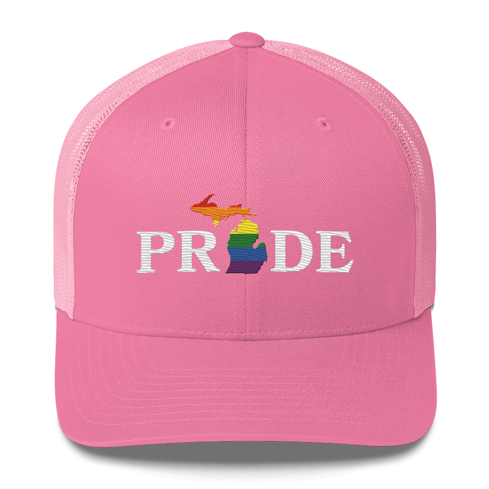 Michigan 'Pride' Trucker Hat (Rainbow Pride Outline)