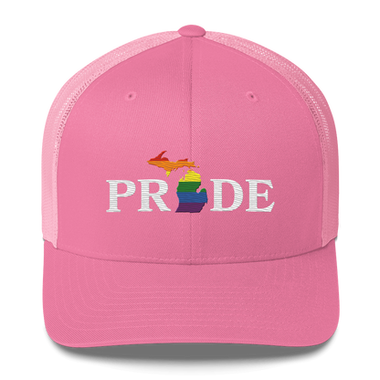 Michigan 'Pride' Trucker Hat (Rainbow Pride Outline)