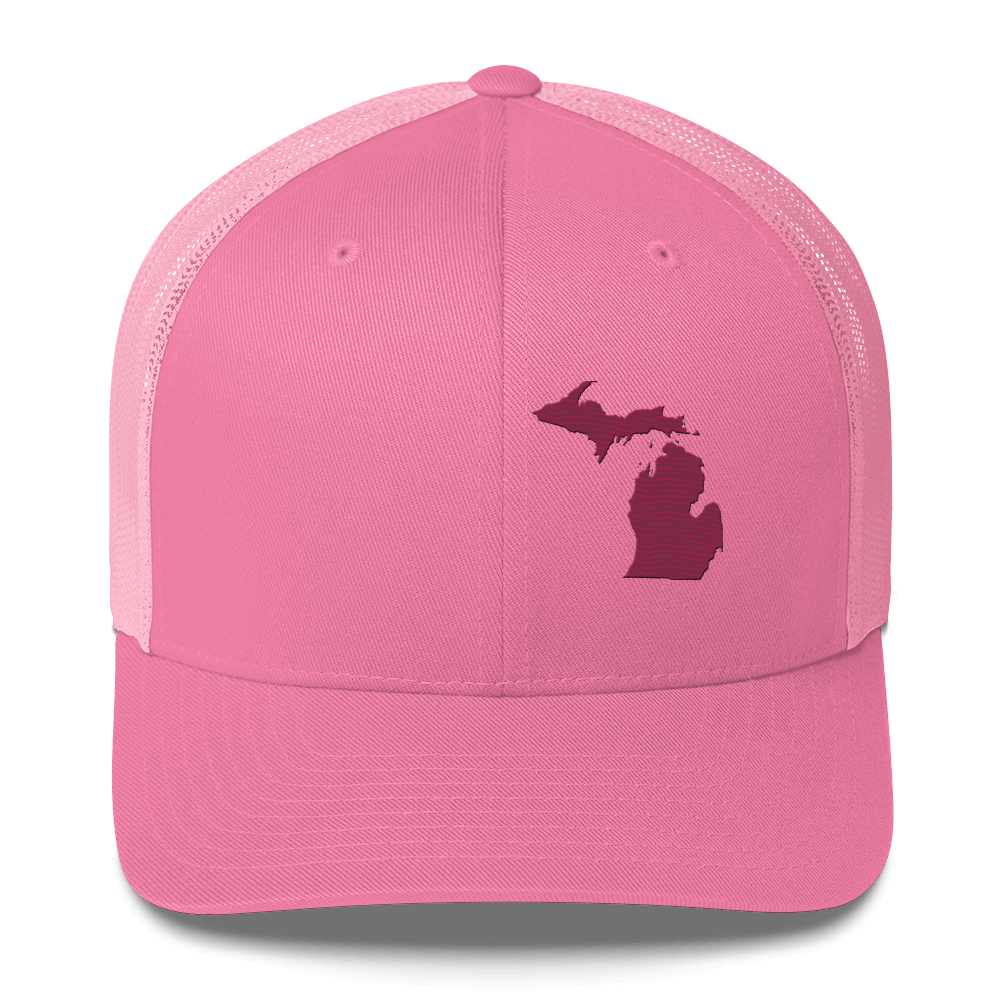 Michigan Trucker Hat | Ruby Red Outline