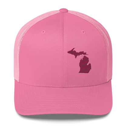 Michigan Trucker Hat | Ruby Red Outline