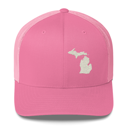 Michigan Trucker Hat | Ivory White Outline