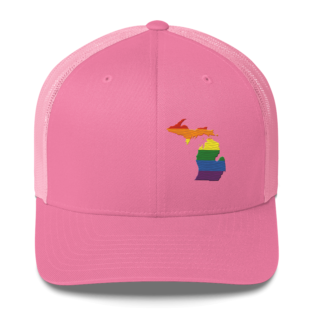 Michigan Trucker Hat | Rainbow Pride Outline