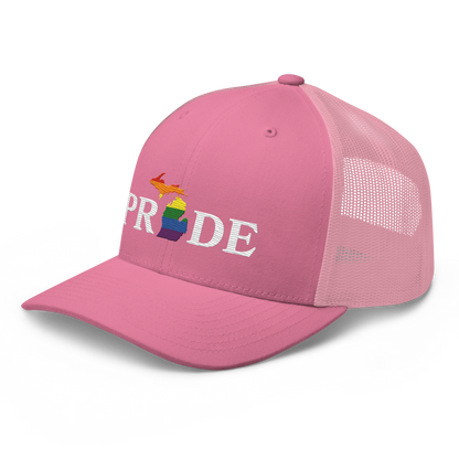 Michigan 'Pride' Trucker Hat (Rainbow Pride Outline)