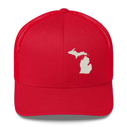 Michigan Trucker Hat | Ivory White Outline