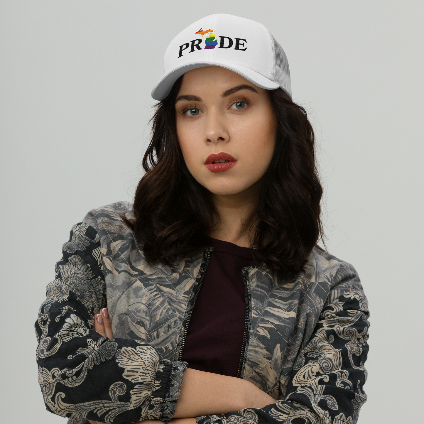 Michigan 'Pride' Trucker Hat (Rainbow Pride Outline)