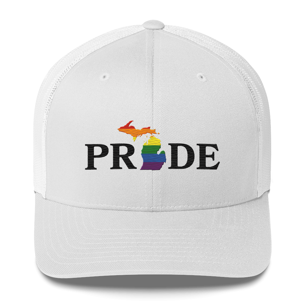 Michigan 'Pride' Trucker Hat (Rainbow Pride Outline)