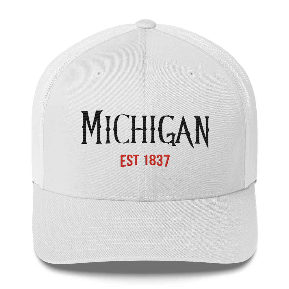 'Michigan EST 1837' Trucker Hat | Spooky Teen Drama Parody