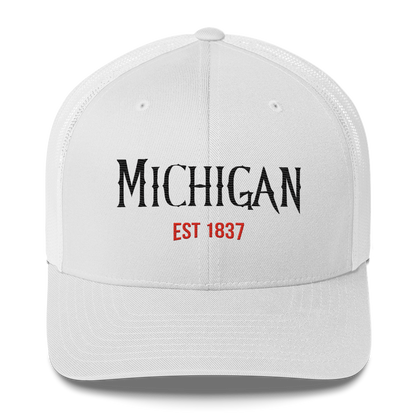 'Michigan EST 1837' Trucker Hat | Spooky Teen Drama Parody