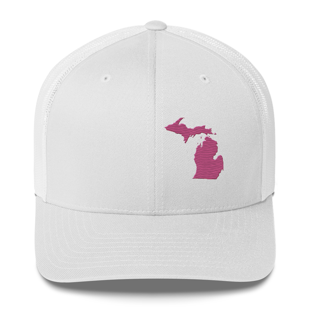 Michigan Trucker Hat | Apple Blossom Pink Outline