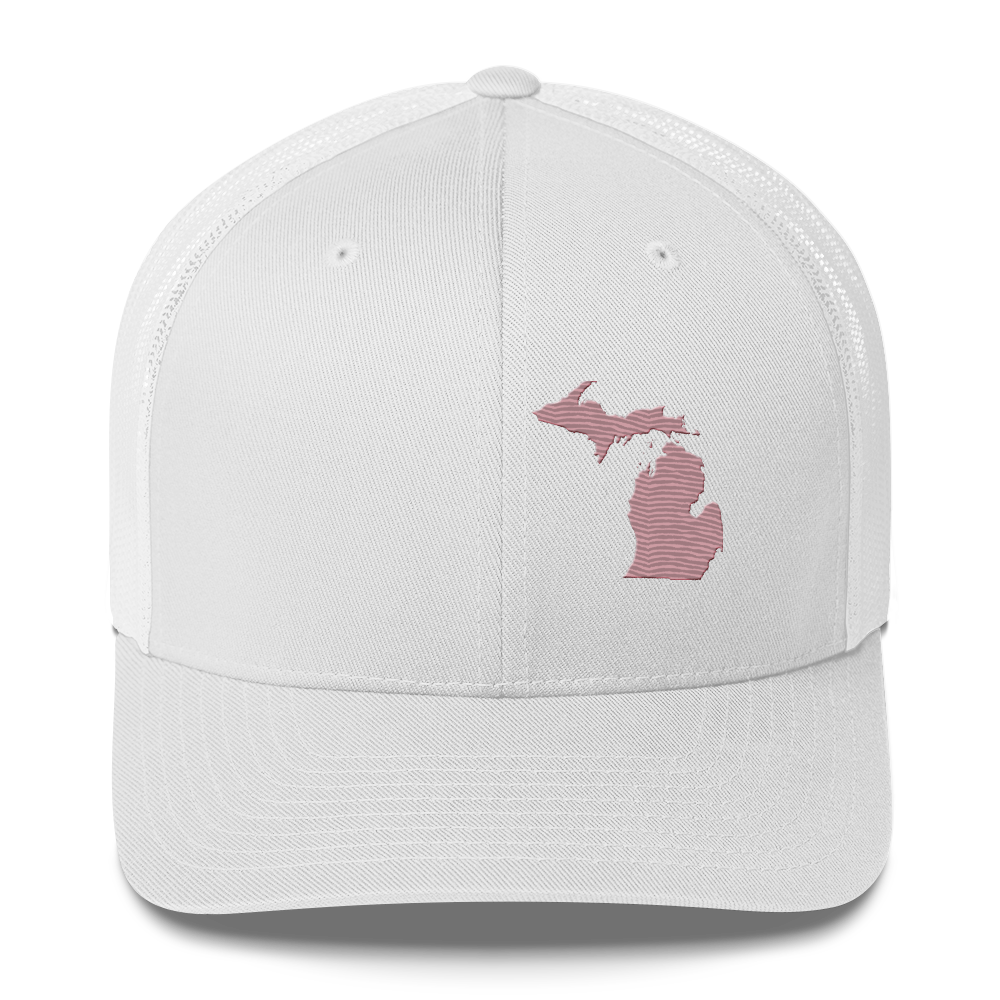 Michigan Trucker Hat | Cherry Blossom Pink Outline