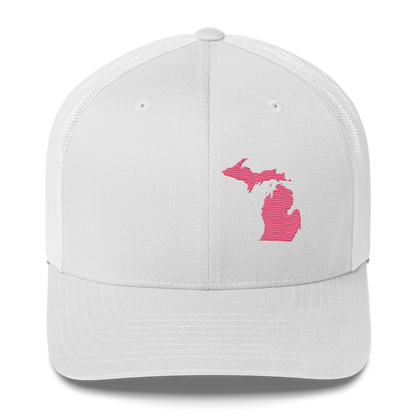 Michigan Trucker Hat | Rhodochrosite Pink Outline