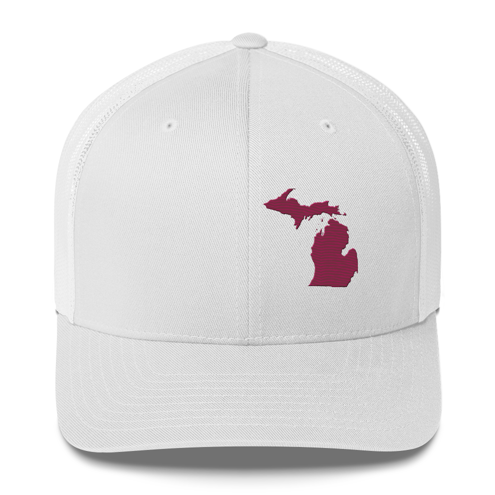 Michigan Trucker Hat | Ruby Red Outline