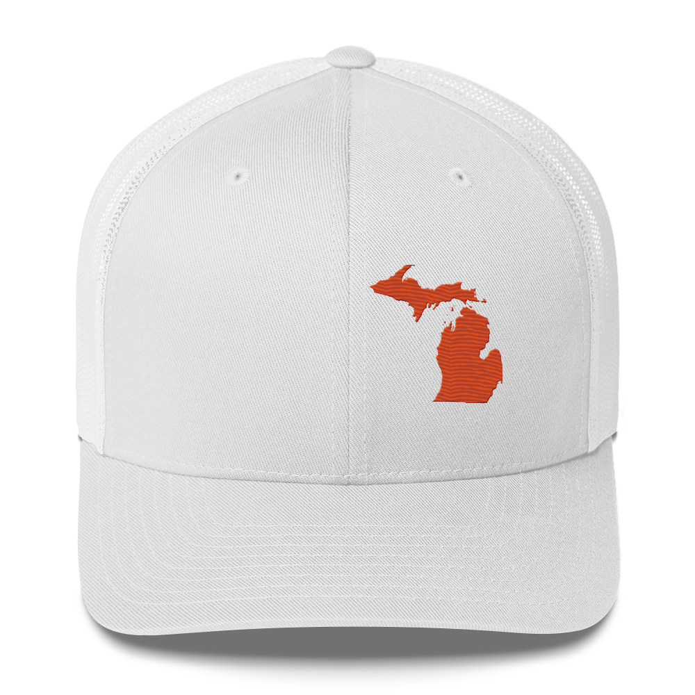 Michigan Trucker Hat | Maple Leaf Orange Outline