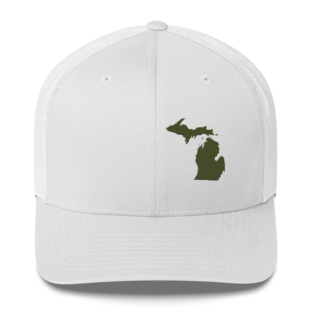 Michigan Trucker Hat | Army Green Outline