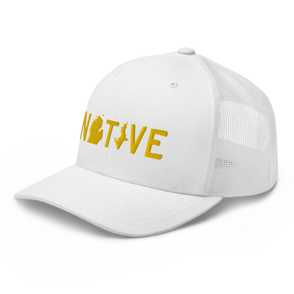 Michigan 'Native' Trucker Hat (Licence Plate Font) | Gold Embroidery