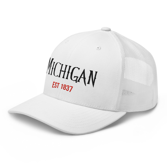 'Michigan EST 1837' Trucker Hat | Spooky Teen Drama Parody