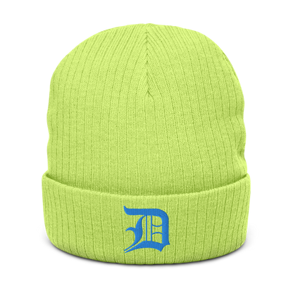 Detroit 'Old English D' Ribbed Beanie (Azure)