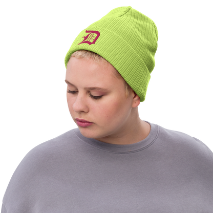 Detroit 'Old English D' Ribbed Beanie (Pink)