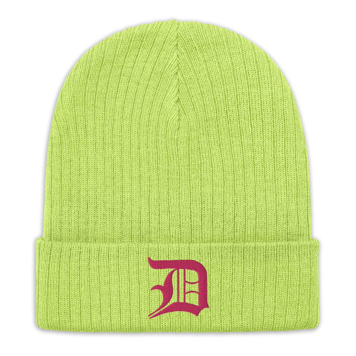 Detroit 'Old English D' Ribbed Beanie (Pink)