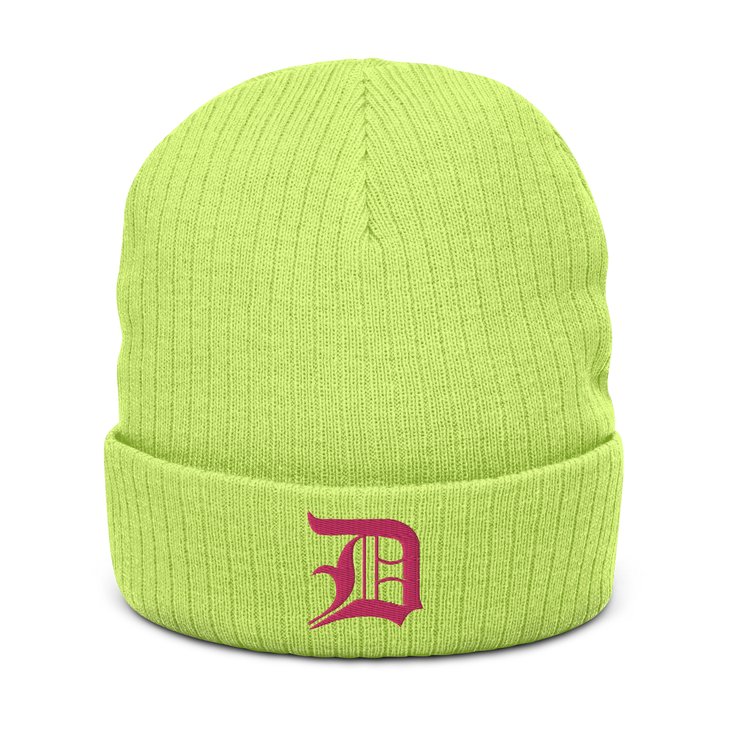 Detroit 'Old English D' Ribbed Beanie (Pink)