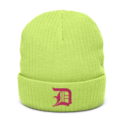 Detroit 'Old English D' Ribbed Beanie (Pink)