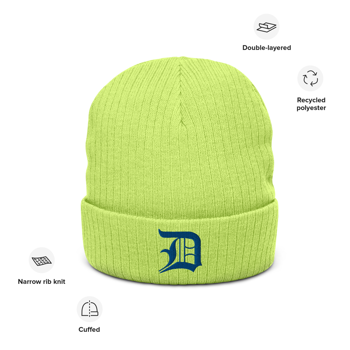 Detroit 'Old English D' Ribbed Beanie (Royal Blue)