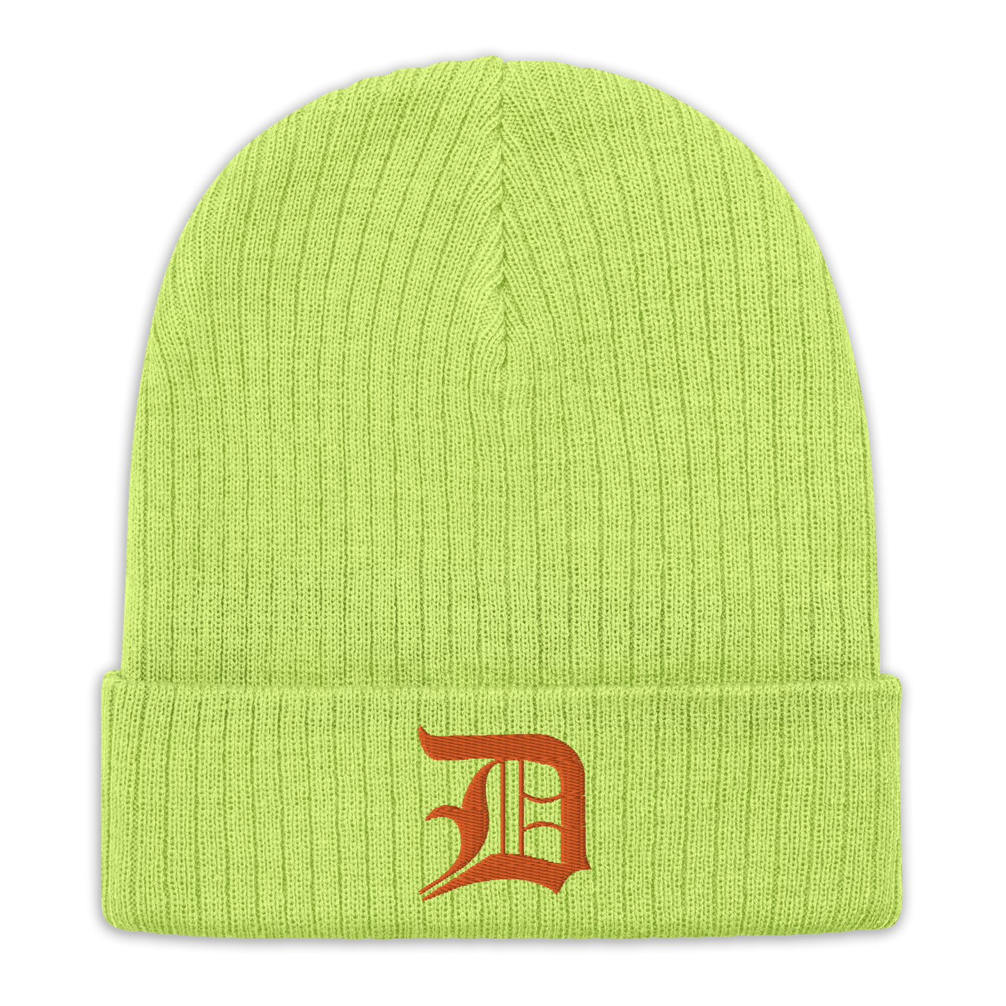 Detroit 'Old English D' Ribbed Beanie (Orange)