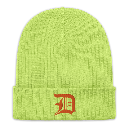 Detroit 'Old English D' Ribbed Beanie (Orange)